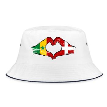 Drapeau du Sénégal Danemark, mains en forme de cœur, utilisé - Bob - blanc/marine - Devant