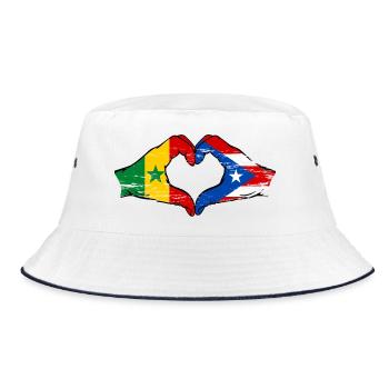 Senegal Puerto Rico Flagge Hände Herzform used - Bucket Hat - Weiß/Navy - Vorne