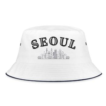 Seoul Skyline – Korea City Design - Bucket Hat - white/navy - Front