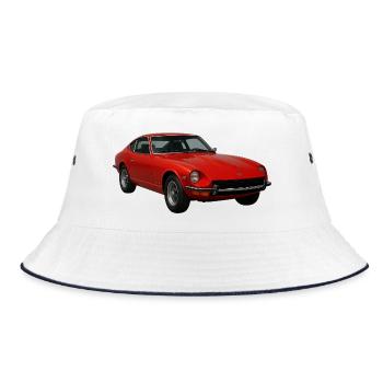 Red Vintage Sports Car - Bucket Hat - white/navy - Front