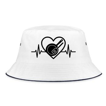 Cooking Pan Kitchen Utensil Heart - Bucket Hat - white/navy - Front