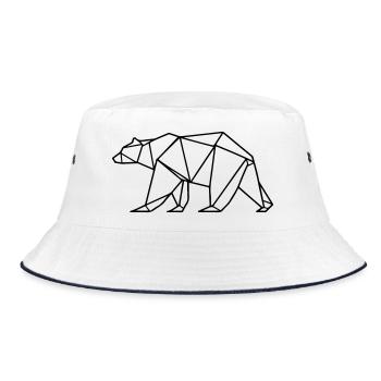 Bär Grizzly Polar Bär Polygon - Bucket Hat - Weiß/Navy - Vorne