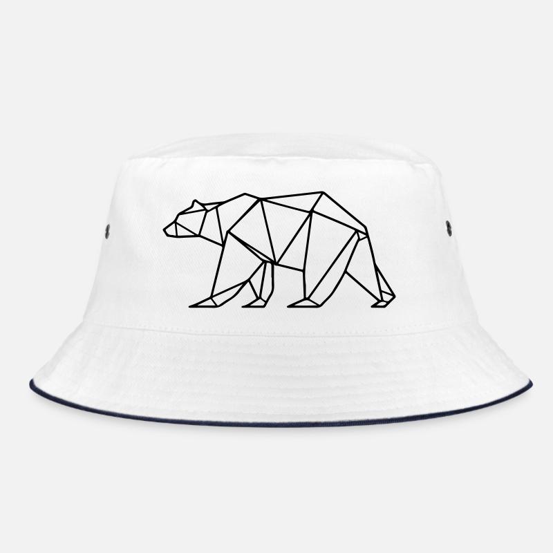 Bear Grizzly Polar Bear Polygon Bucket Hat
