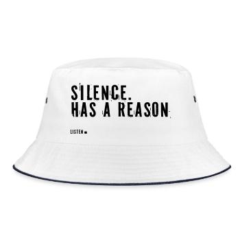 silence.  Has a reason. - Bucket Hat - Weiß/Navy - Vorne