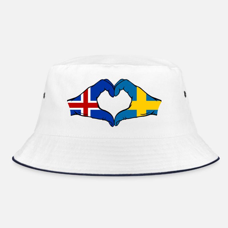Islande Drapeau Suède Mains Forme de cœur Bob