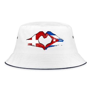 Dänemark Kuba Flagge Hände Herz - Bucket Hat - Weiß/Navy - Vorne