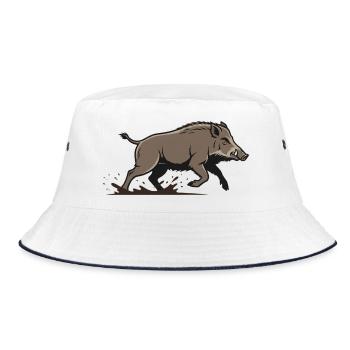 Wildschwein Rennen Angriff Jagd - Bucket Hat - Weiß/Navy - Vorne
