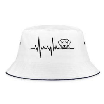 Herzschlag Hundemotiv - Heartbeat Dog Herzschlag  - Bucket Hat - Weiß/Navy - Vorne
