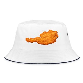 Schnitzel Österreich Kult & Leibspeise - Bucket Hat - Weiß/Navy - Vorne