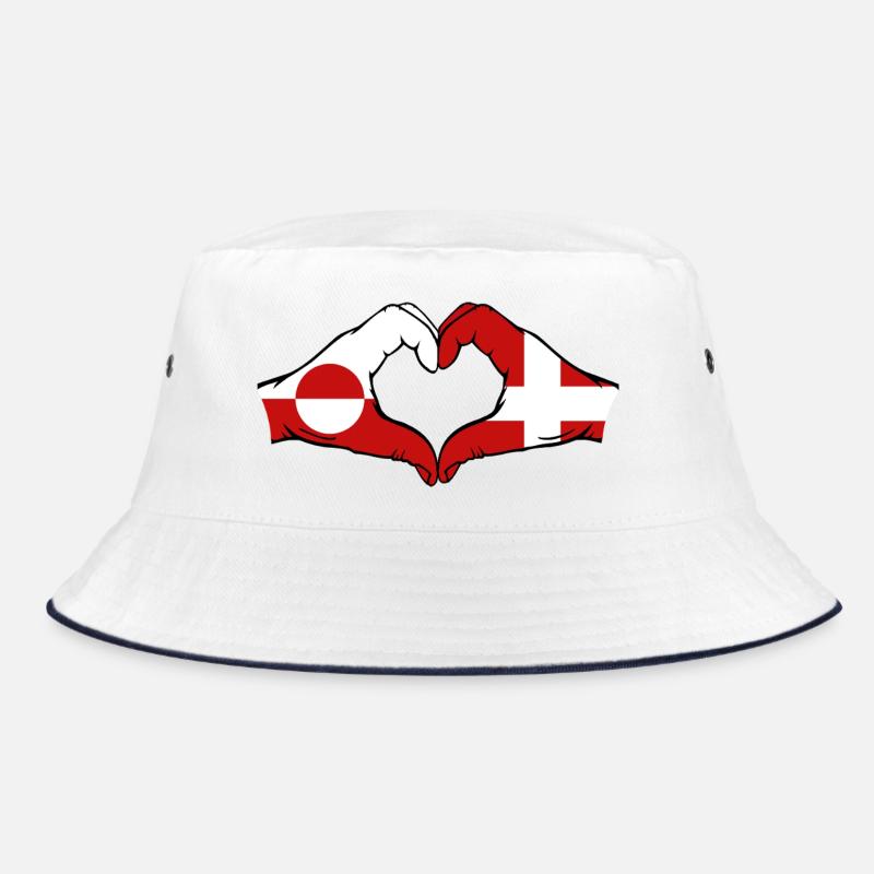 Drapeau du Groenland Danemark Mains Forme de cœur - Bob - blanc/marine