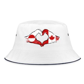 Greenland Canada Flag Hands Heart Shape Used - Bucket Hat - white/navy - Front