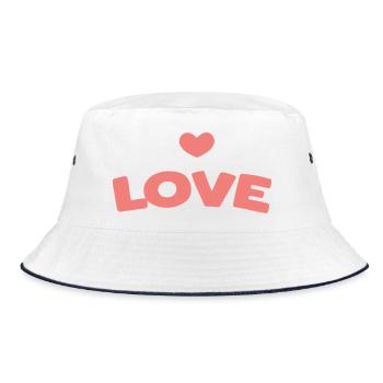 Pastel Love: Herzschrift - Bucket Hat - Weiß/Navy - Vorne