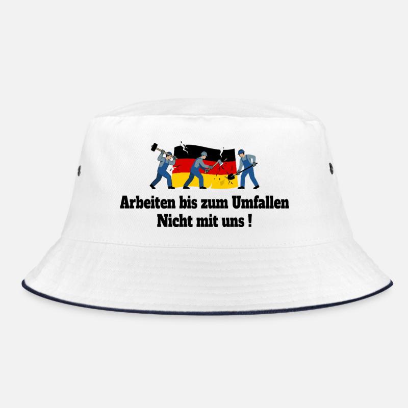 Arbeiten bis zum Umfallen - Bucket Hat - Weiß/Navy