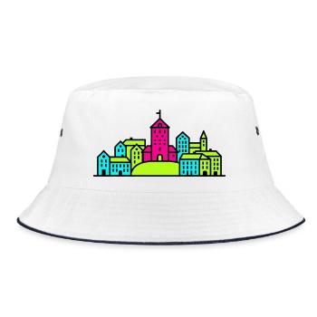 Helsingborg City Skyline Karnan Tower Line Art - Bucket Hat - white/navy - Front