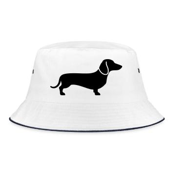 Dachshund Dachshund Dog Silhouette Vector - Bucket Hat - white/navy - Front