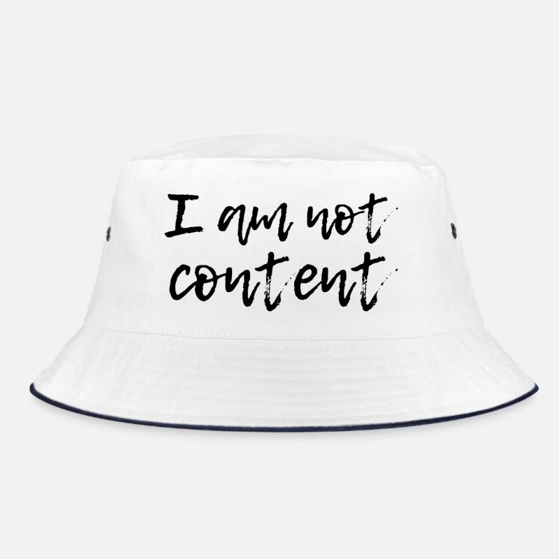 I Am Not Content - Emotional Handwritten Script - Bucket Hat - white/navy