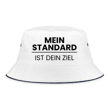 Mein Standard, ist Dein Ziel - Bucket Hat - Weiß/Navy - Vorne