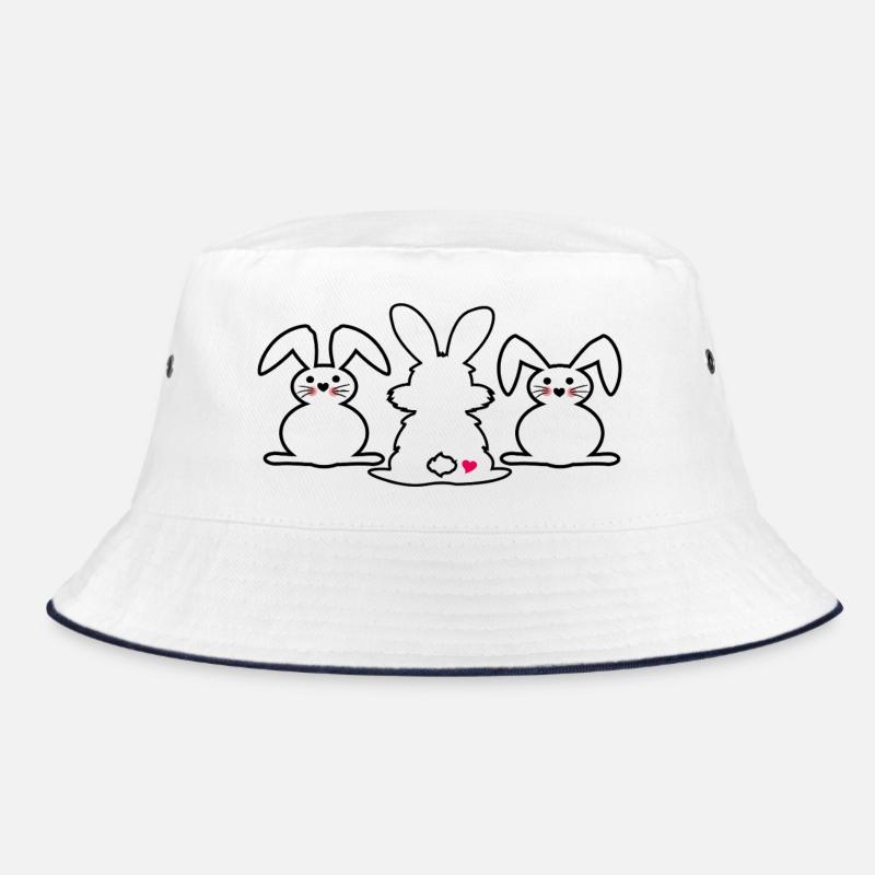 three Easter bunnies - Bucket Hat - white/navy