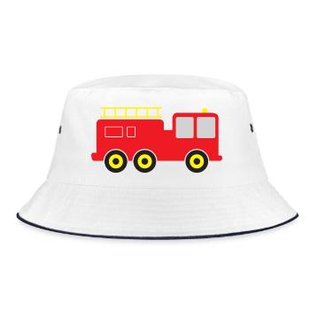 Feuerwehrauto - Bucket Hat - Weiß/Navy - Vorne