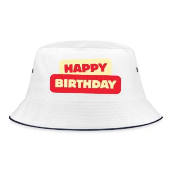 Happy Birthday - Bucket Hat - Weiß/Navy - Vorne