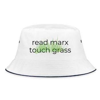 Read Marx, Touch Grass - Bucket Hat - white/navy - Front