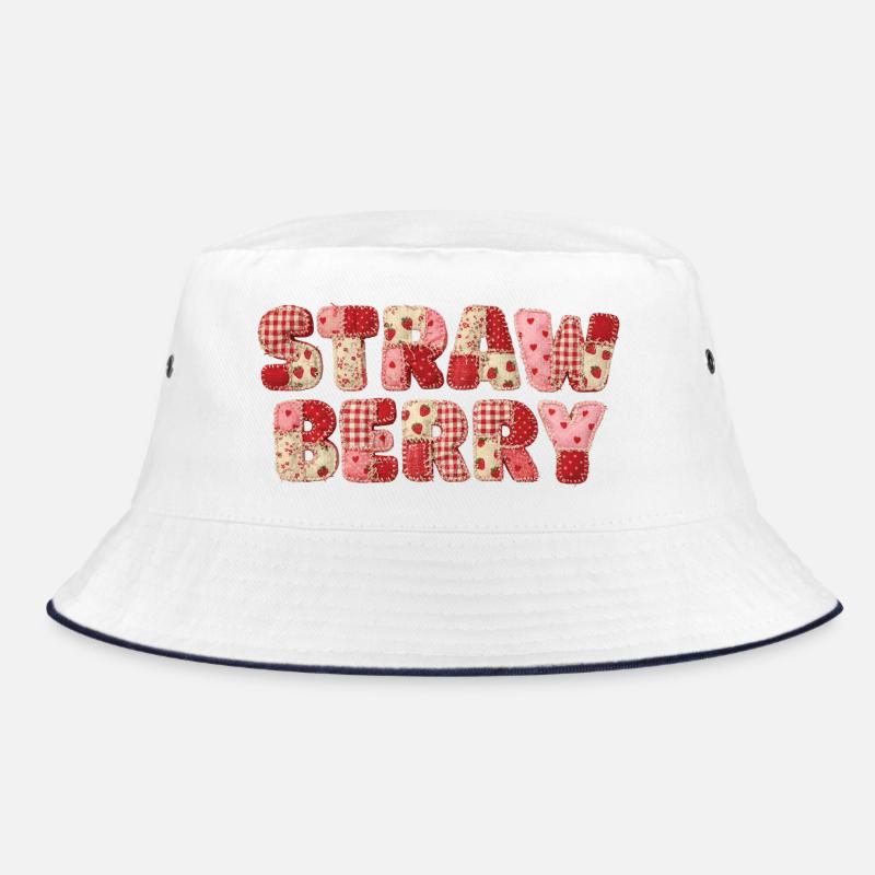 Faux Patchwork Erdbeerfrucht-Jahrgang Bucket Hat
