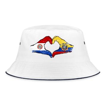 Paraguay Ecuador flag hands heart shape used - Bucket Hat - white/navy - Front