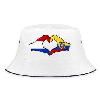 Holland Ecuador Flag Heart - Bucket Hat - white/navy - Front
