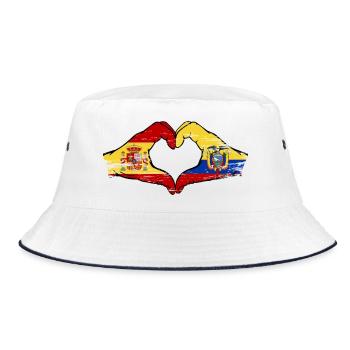 Spain Ecuador flag heart used - Bucket Hat - white/navy - Front