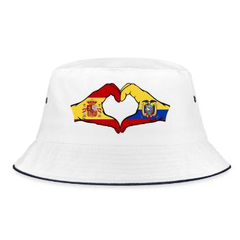 Spanien Ecuador Flagge Herz - Bucket Hat - Weiß/Navy - Vorne