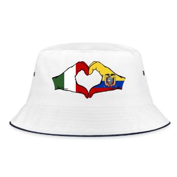 Italy Ecuador Flag Heart - Bucket Hat - white/navy - Front