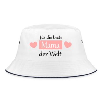 Muttertags Geschenk Mutter Muttertag Geschenkidee - Bucket Hat - Weiß/Navy - Vorne