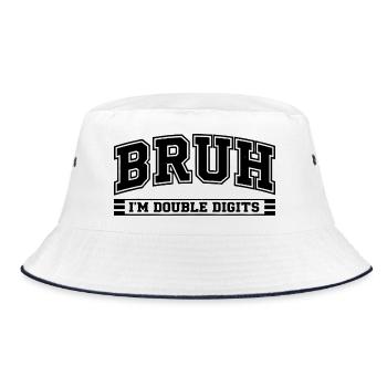 Bruh 10-jähriger zweistelliger Humor-Geburtstag - Bucket Hat - Weiß/Navy - Vorne