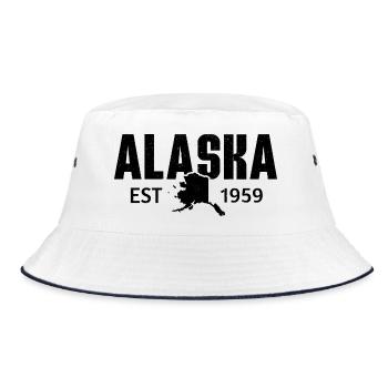 Alaska State Est 1959 Retro Vintage - Bucket Hat - white/navy - Front
