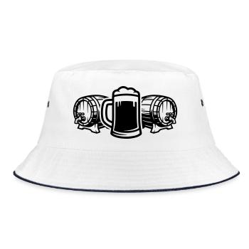 Bierfass Symbol Bier - Bucket Hat - Weiß/Navy - Vorne
