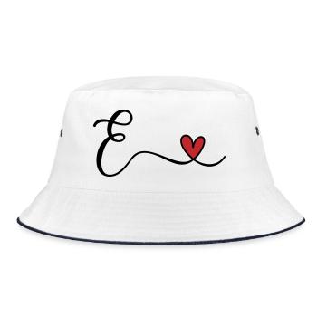 Letter E Monogram - Bucket Hat - white/navy - Front