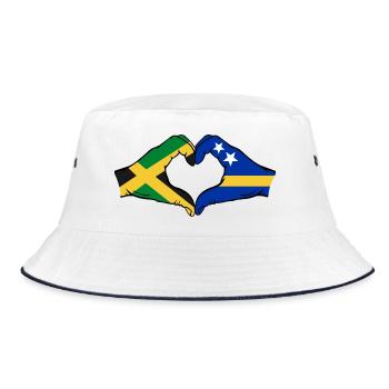 Jamaika Curacao Flagge Hände Herzform - Bucket Hat - Weiß/Navy - Vorne