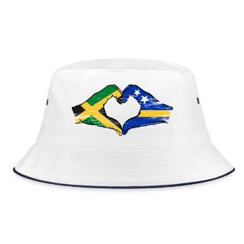 Jamaika Curacao Flagge Hände Herzform used - Bucket Hat - Weiß/Navy - Vorne
