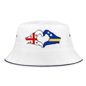 Georgia Curacao Flag Hands Heart Shape - Bucket Hat - white/navy - Front