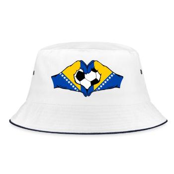Bosnische Flagge Fußballherz - Bucket Hat - Weiß/Navy - Vorne