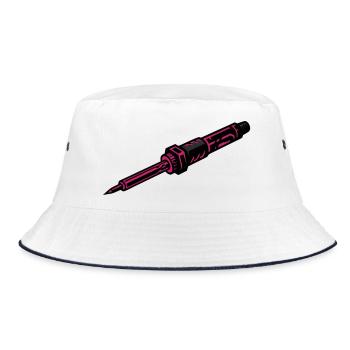 Lötkolben FPV Drohne Bastler Elektronik - Bucket Hat - Weiß/Navy - Vorne