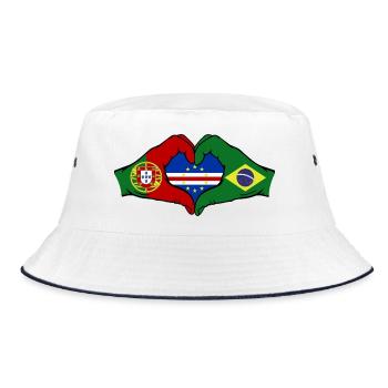 Kap Verde Portugal Brasilien Flagge Hände - Bucket Hat - Weiß/Navy - Vorne