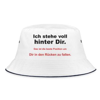 Ich stehe voll hinter Dir – Rückenwitz - Bucket Hat - Weiß/Navy - Vorne