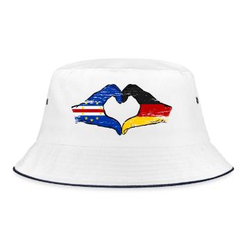 Cape Verde Germany Flag Hands Heart Shape Used - Bucket Hat - white/navy - Front