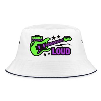 E Gitarre Loud Logo - Bucket Hat - Weiß/Navy - Vorne