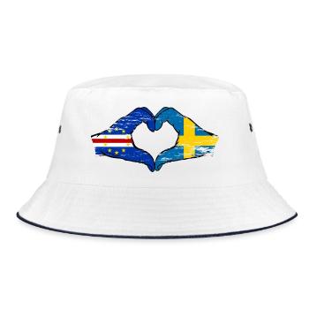 Cape Verde Sweden flag hands heart shape used - Bucket Hat - white/navy - Front