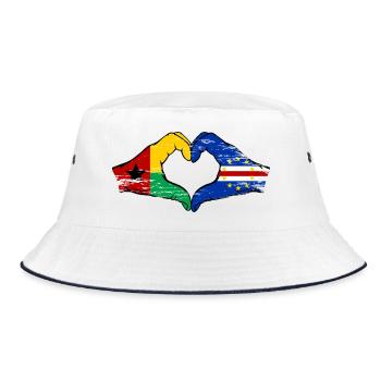 Kap Verde Guinea-Bissaus Flagge Herzform used - Bucket Hat - Weiß/Navy - Vorne