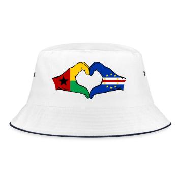 Kap Verde Guinea-Bissaus Flagge Hände Herzform - Bucket Hat - Weiß/Navy - Vorne