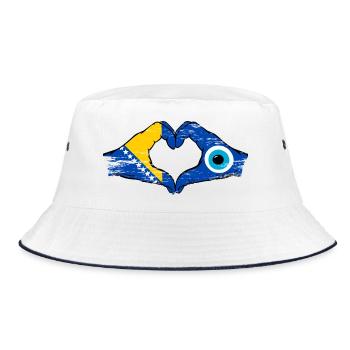 Bosnia Nazar flag hands heart shape used - Bucket Hat - white/navy - Front