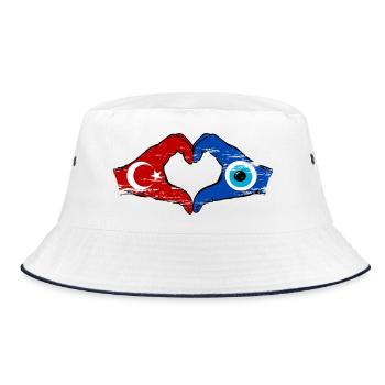 Turkey Nazar Flagge_Hände heart shape used - Bucket Hat - white/navy - Front